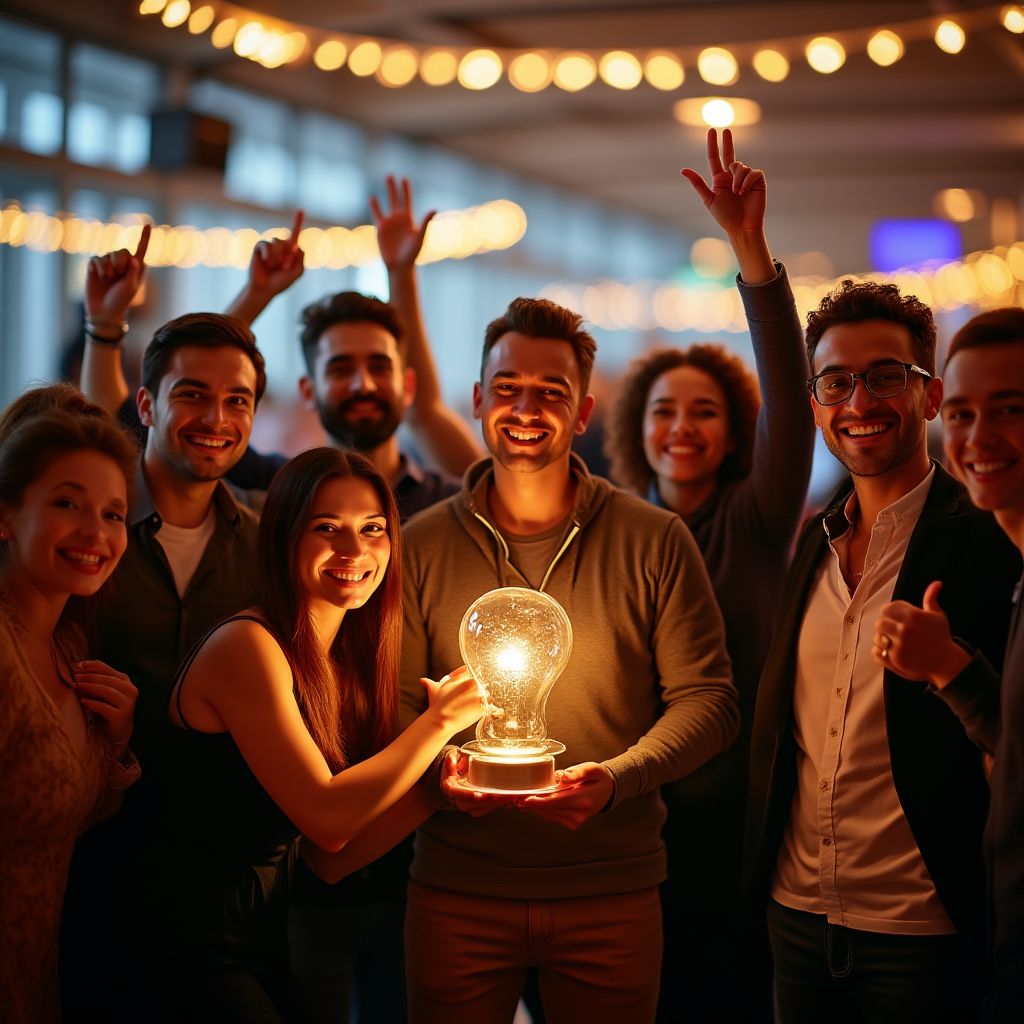Equipo celebrando premios y reconocimientos