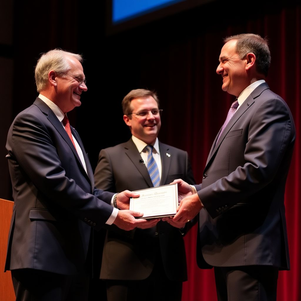 Recibiendo premio de innovación